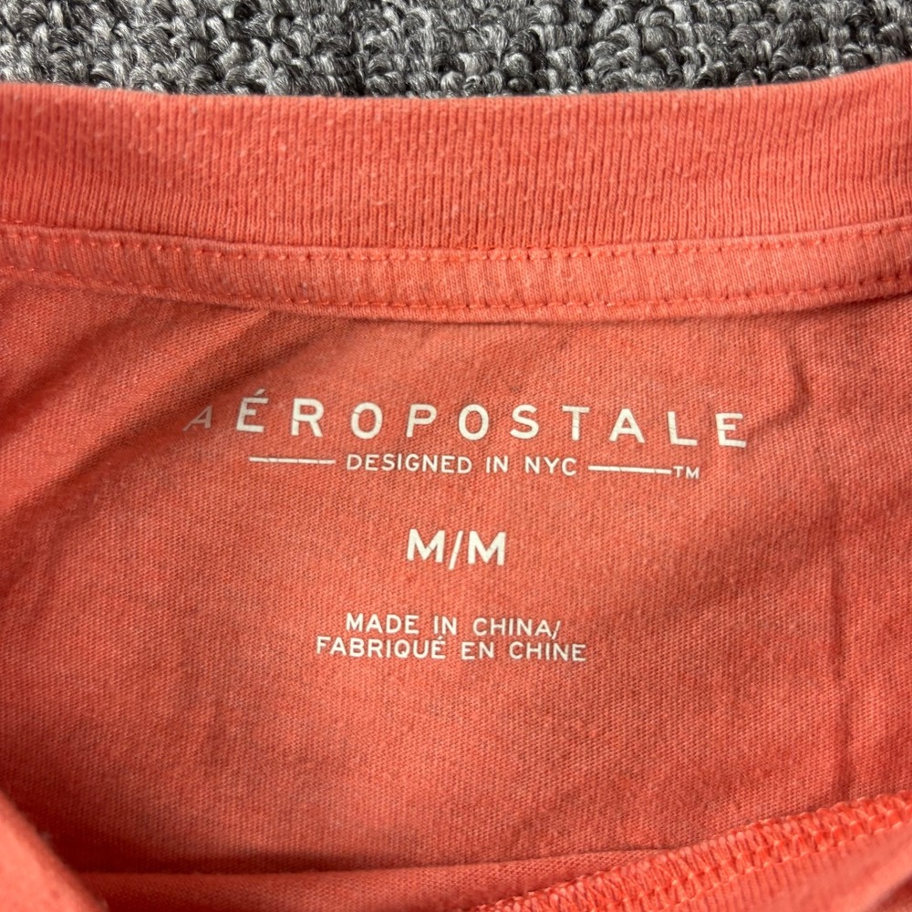 Y2K Aeropostale Preppy Embroidered Single Stitch Orange Graphic T-Shirt Medium - Picture 3 of 6